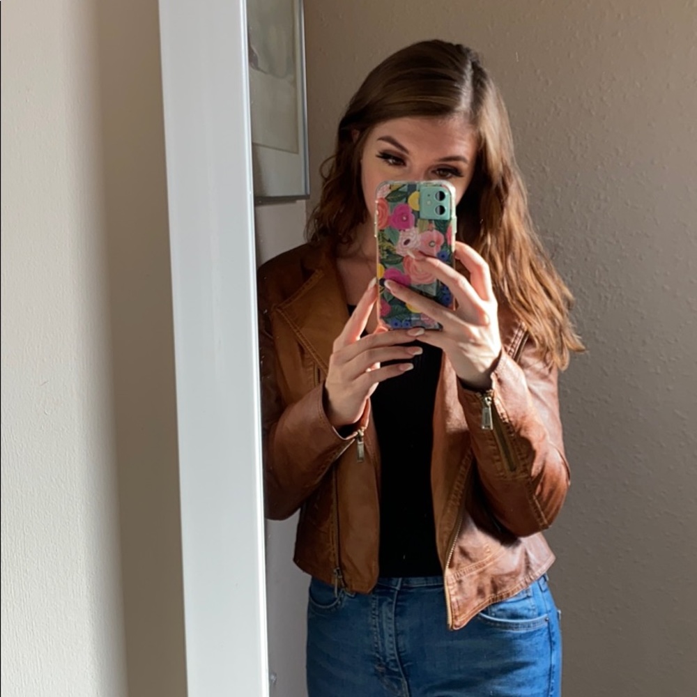 Brown Faux Leather Jacket